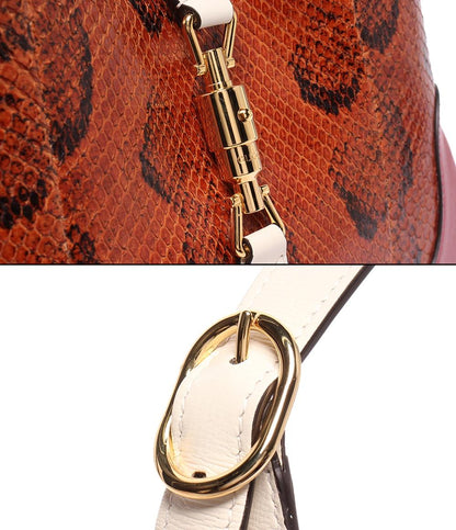 美品 GUCCI 2WAY ハンドバッグ ショルダーバッグ 肩掛け ワンショルダー パイソン ジャッキー1961 636706 486628 レディース グッチ