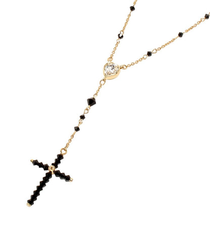 美品 スワロフスキー ロングネックレス 2連 クロスモチーフ ハートモチーフ レディース SWAROVSKI