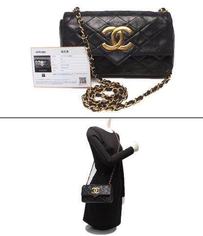 CHANEL チェーンショルダーバッグ ゴールド金具 シングルチェーン シングルフラップ デカココ マトラッセ レディース シャネル