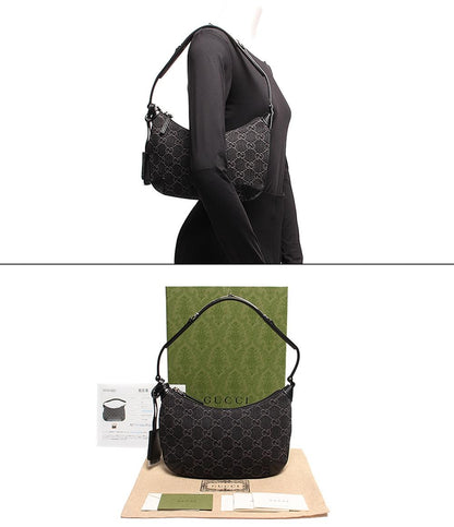 美品 グッチ ワンショルダーバッグ シルバー金具 ホースビットスリム GGキャンバス デニム 774719 525040 レディース GUCCI