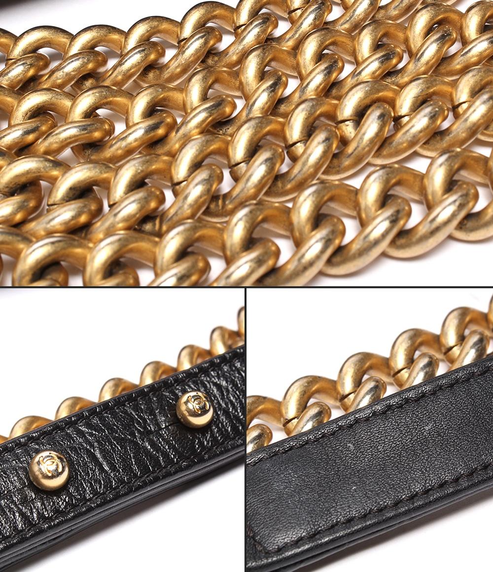 美品 CHANEL チェーンショルダーバッグ ゴールド金具 クロコ型押し ボーイシャネル レディース シャネル
