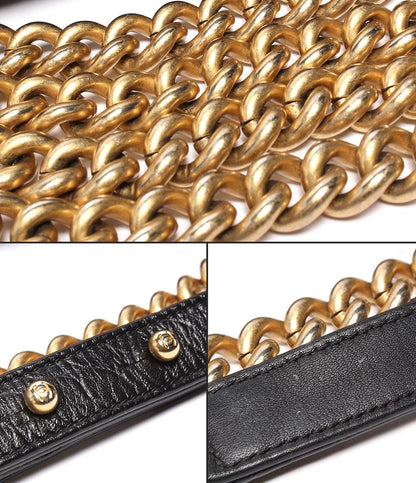 美品 CHANEL チェーンショルダーバッグ ゴールド金具 クロコ型押し ボーイシャネル レディース シャネル