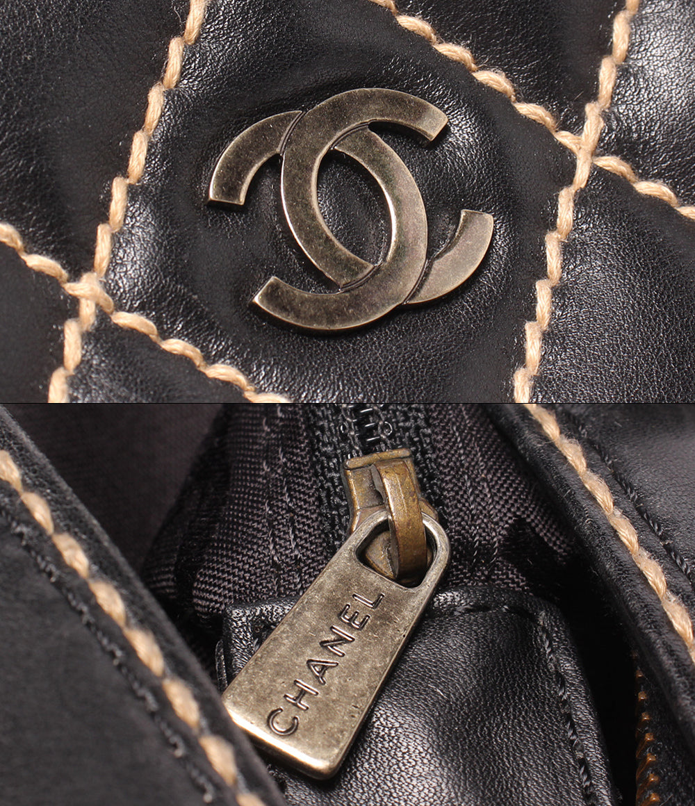 訳あり CHANEL ハンドバッグ ゴールド金具 6番台 ワイルドステッチ レディース シャネル