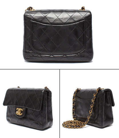 CHANEL チェーンショルダーバッグ ゴールド金具 ミニマトラッセ 3番台 シングルチェーン シングルフラップ ラムスキン レディース シャネル
