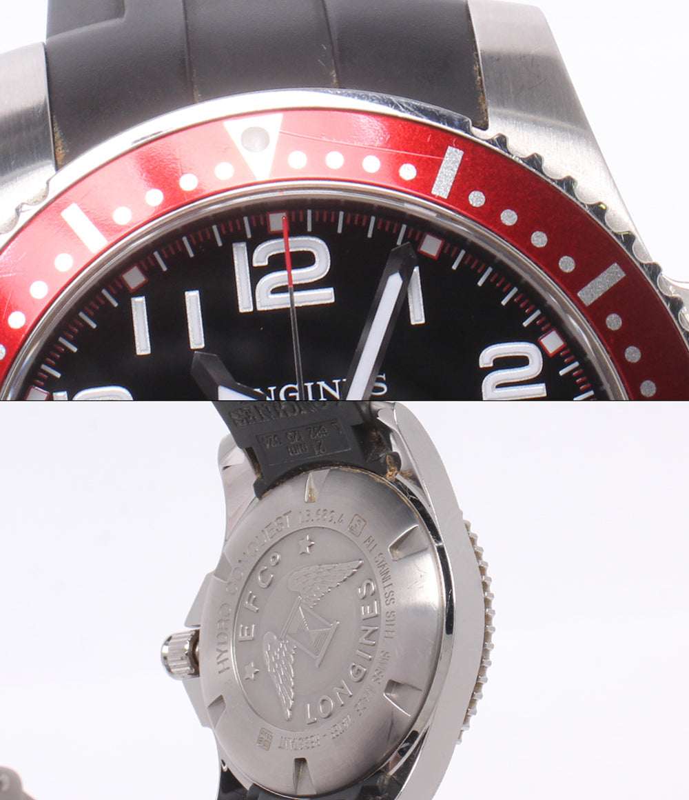 LONGINES 腕時計 ハイドロコンクエスト クオーツ ブラック L3.689.4 メンズ ロンジン