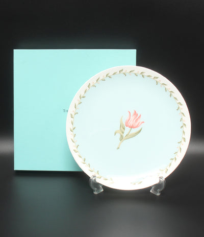 美品 Tiffany & Co. プレート 皿 24cm ピンクチューリップ ティファニー