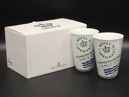 美品 Royal Copenhagen フリーカップ タンブラー 2点セット ペア フルーテッド シグネチャー ロイヤルコペンハーゲン