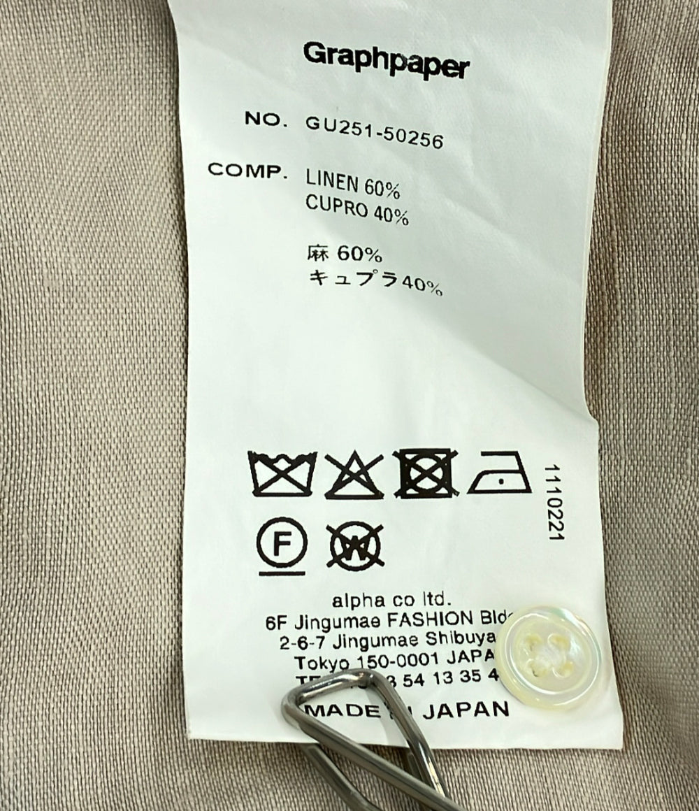 Graphpaper 長袖シャツ リネン フロントボタン  25SS Oversized Regular Collar Shirt - BEIGE GU251-50256 メンズ SIZE 1 (S) グラフペーパー