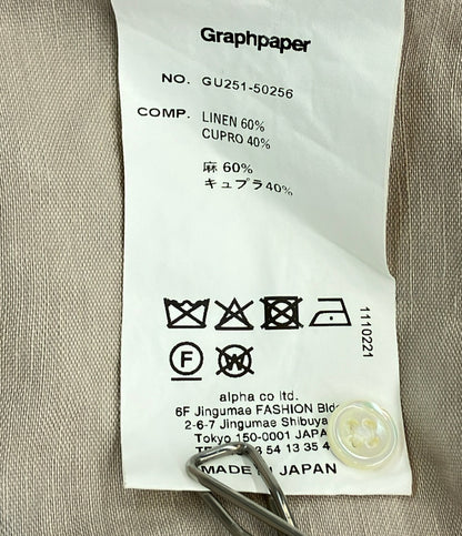 Graphpaper 長袖シャツ リネン フロントボタン  25SS Oversized Regular Collar Shirt - BEIGE GU251-50256 メンズ SIZE 1 (S) グラフペーパー