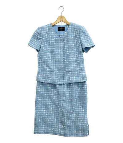 美品 エンポリオ・アルマーニ セットアップ 半袖ジャケットスカート ノーカラー ジップアップ レディース SIZE 1 (M) Emporio Armani