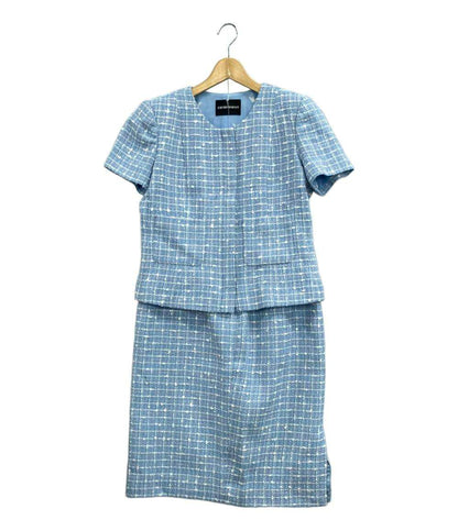 美品 エンポリオ・アルマーニ セットアップ 半袖ジャケットスカート ノーカラー ジップアップ レディース SIZE 1 (M) Emporio Armani