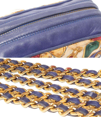 シャネル チェーンショルダーバッグ 斜め掛け ビジュー柄 タッセル サテン レディース CHANEL