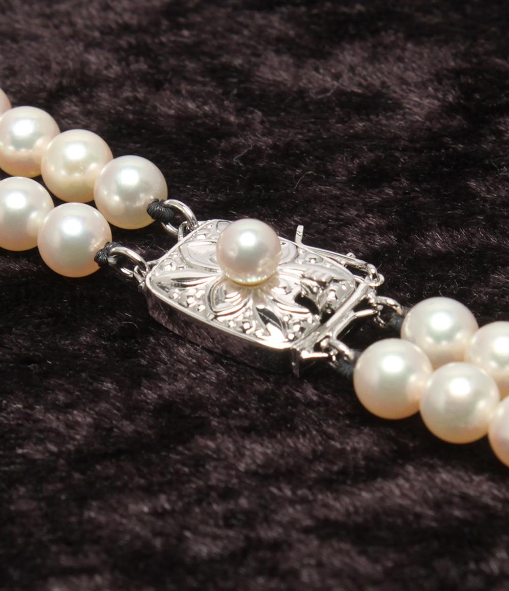 美品 MIKIMOTO 2連ネックレス SV パール 5.0-5.5mm レディース ミキモト