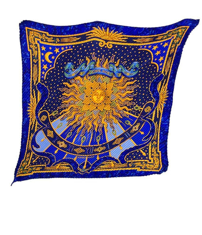 美品 HERMES スカーフ シルク100% カレ90 プリーツ CARPE DIEM レディース エルメス