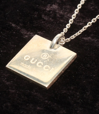 GUCCI ネックレス SV925 ロゴ スクエアプレート レディース グッチ