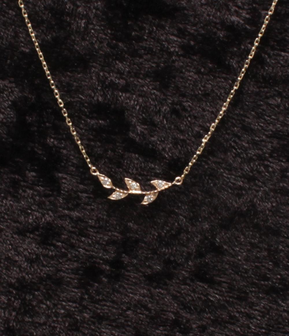 美品 agete ネックレス K10 ダイヤ 0.03ct レディース アガット