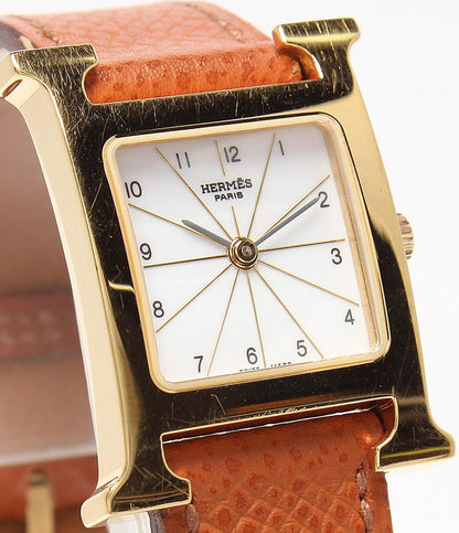 HERMES 腕時計 Hウォッチ □H刻印 クオーツ ホワイト HH1.201 レディース エルメス