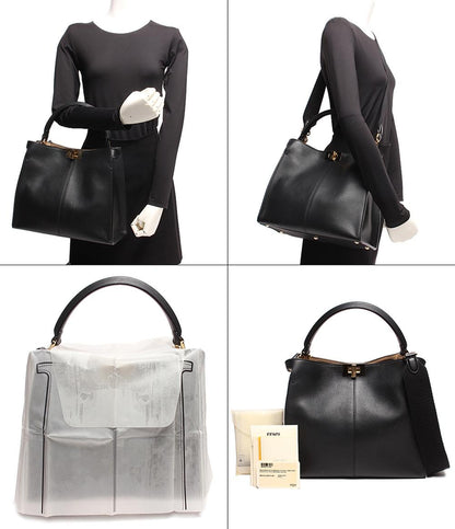 フェンディ レザー ショルダーバッグ ハンドバッグ ゴールド金具 エックスライト ミディアム ピーカブー 8BN310 レディース FENDI