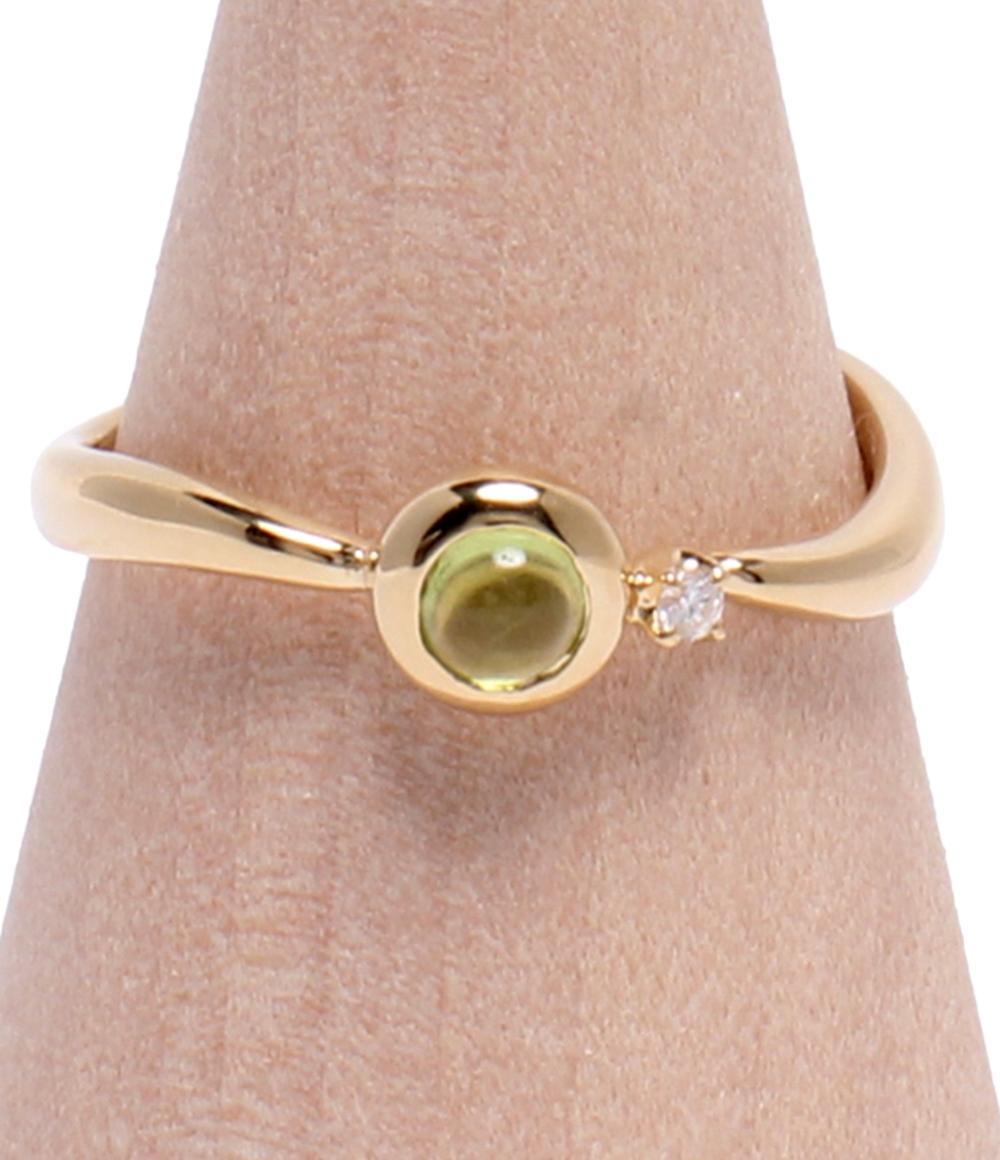 美品 シャリテ リング 指輪 K18 ペリドット ダイヤ 0.02ct レディース CHARITE