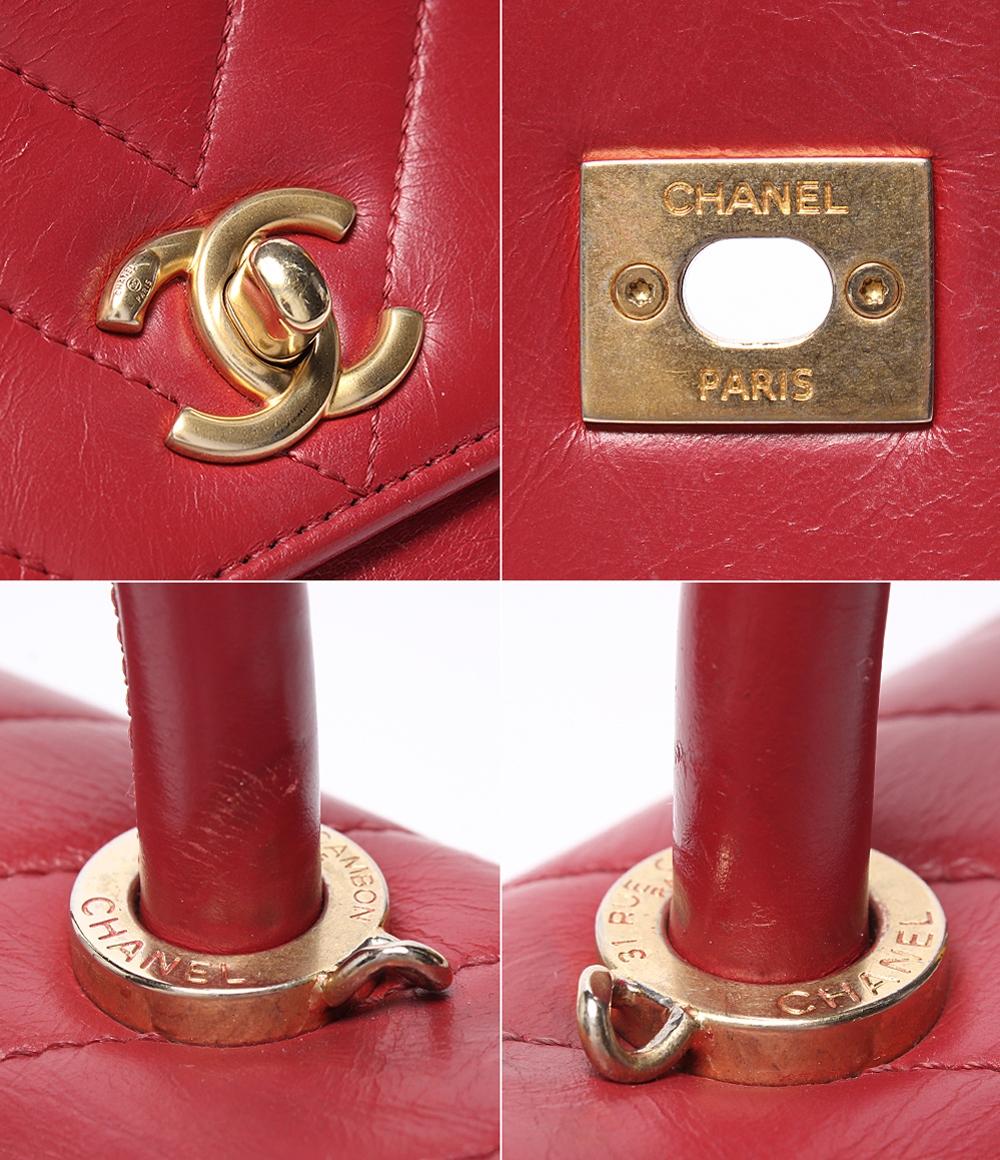 CHANEL 2way ハンドバッグ ショルダーバッグ ゴールド金具 24番台 Vステッチ シェブロン トップハンドル フラップ バッグ ココハンドル レディース