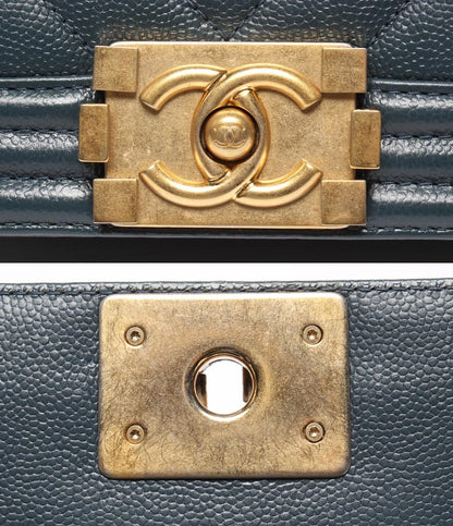 CHANEL チェーンショルダーバッグ ボーイシャネル25 ゴールド金具 Vステッチ キャビアスキン レディース シャネル