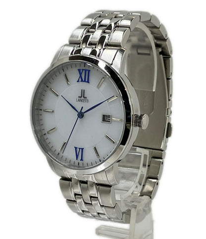 美品 LANCETTI 腕時計 ソーラー ホワイト LT-6865 メンズ ランチェッティ