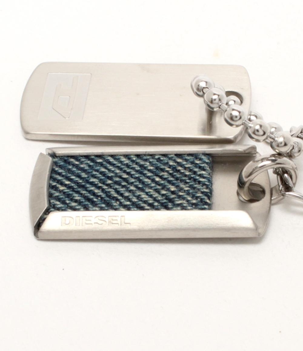 美品 DIESEL ネックレス ダブルタグ プレート デニム ロゴ メンズ ディーゼル