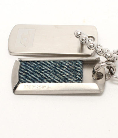美品 DIESEL ネックレス ダブルタグ プレート デニム ロゴ メンズ ディーゼル