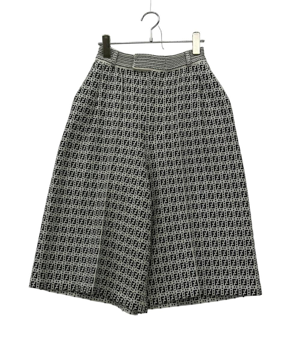 FENDI クロップドパンツ FF柄 ズッキーノ ワイド カプリ丈 ニット 黒 白 FENDI FZR724 AF4U レディース SIZE 40 (M) フェンディ