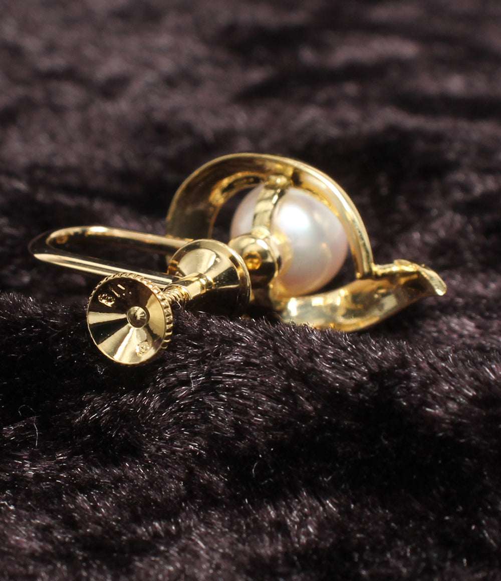 美品 MIKIMOTO イヤリング K18 パール 6.5mm レディース ミキモト