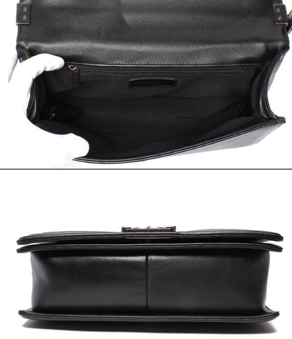 CHANEL チェーンショルダーバッグ 肩掛け ヴィンテージ シルバー金具 スムースレザー 19番台 ボーイシャネル 25 レディース シャネル