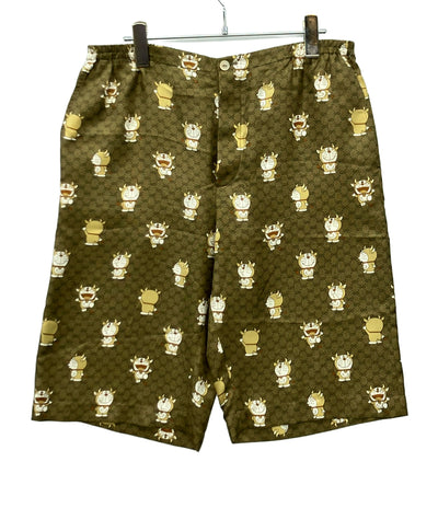 GUCCI シルク100%ハーフパンツ GG総柄 ドラえもん 649062 メンズ SIZE 46 (M) グッチ