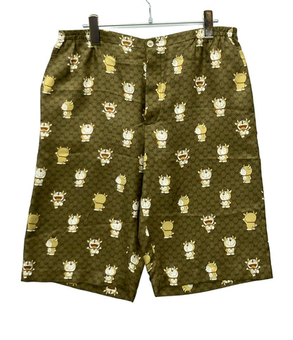 GUCCI シルク100%ハーフパンツ GG総柄 ドラえもん 649062 メンズ SIZE 46 (M) グッチ