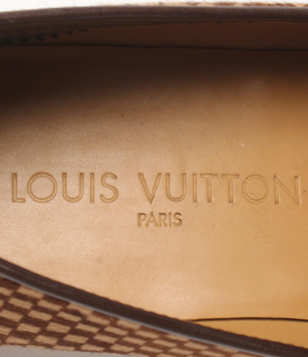 LOUIS VUITTON ローファー ハラコ ダミエ メンズ SIZE 6.5 (25.5cm) ルイ・ヴィトン