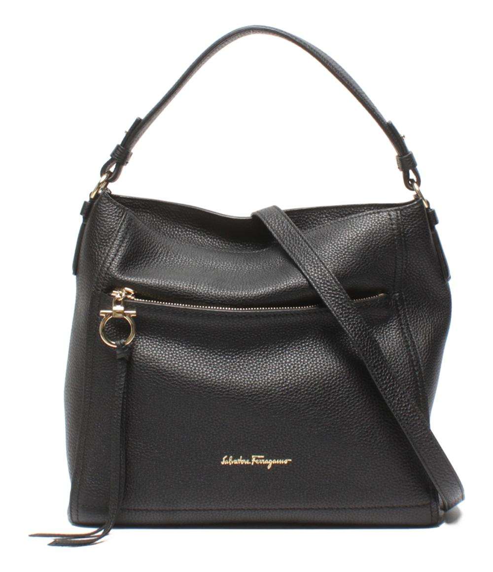 美品 Salvatore Ferragamo 2way ハンドバッグ ショルダーバッグ 斜め掛け 肩掛け ガンチーニ アリーホーボーバッグ GG-21F865 レディース