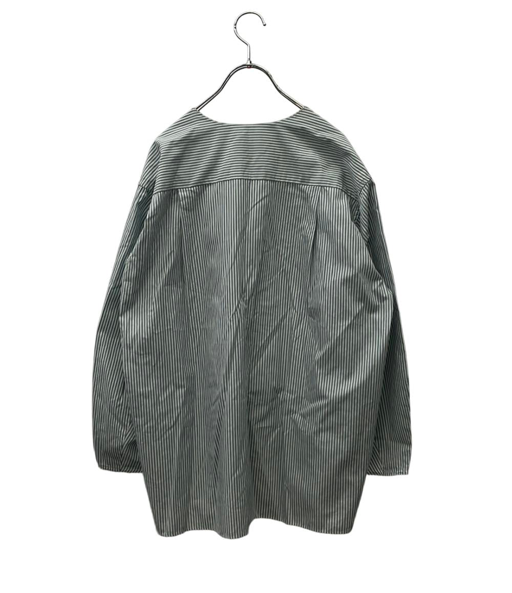 Drawer 長袖シャツ ブラウス ノーカラー コットン ストライプ セレクトショップ 6511-299-0469 レディース SIZE 38 (S) ドゥロワー