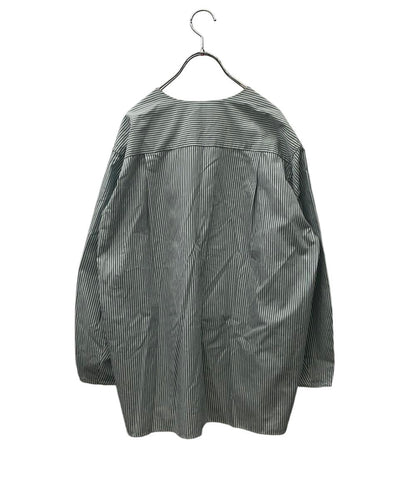 Drawer 長袖シャツ ブラウス ノーカラー コットン ストライプ セレクトショップ 6511-299-0469 レディース SIZE 38 (S) ドゥロワー