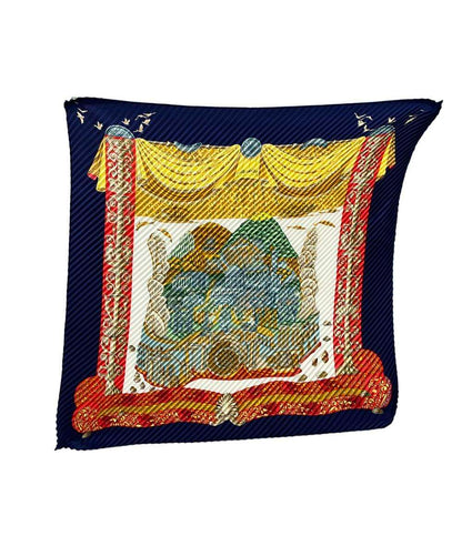 美品 エルメス プリーツスカーフ シルク100% アトランティス大陸 L‘ATLANTIDE レディース HERMES