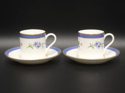 美品 TIFFANY&Co. デミタスカップ＆ソーサー 2客セット ペア フローラル ティファニー