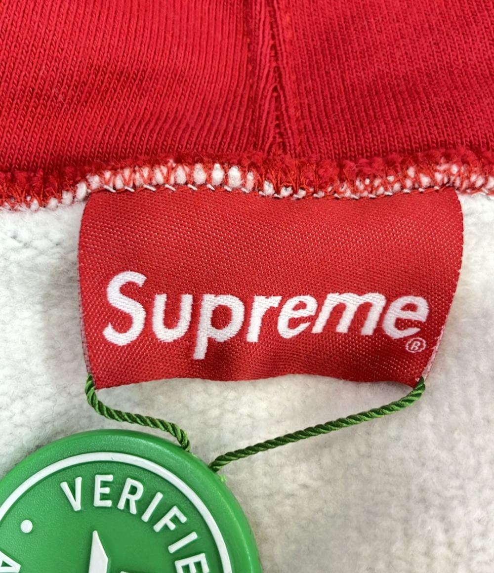 Supreme パーカー スウェット フードロゴ グレー×レッド 21AW  ストリート Contrast Hooded Sweatshirt 2021FW0902008 メンズ SIZE S シュプリーム