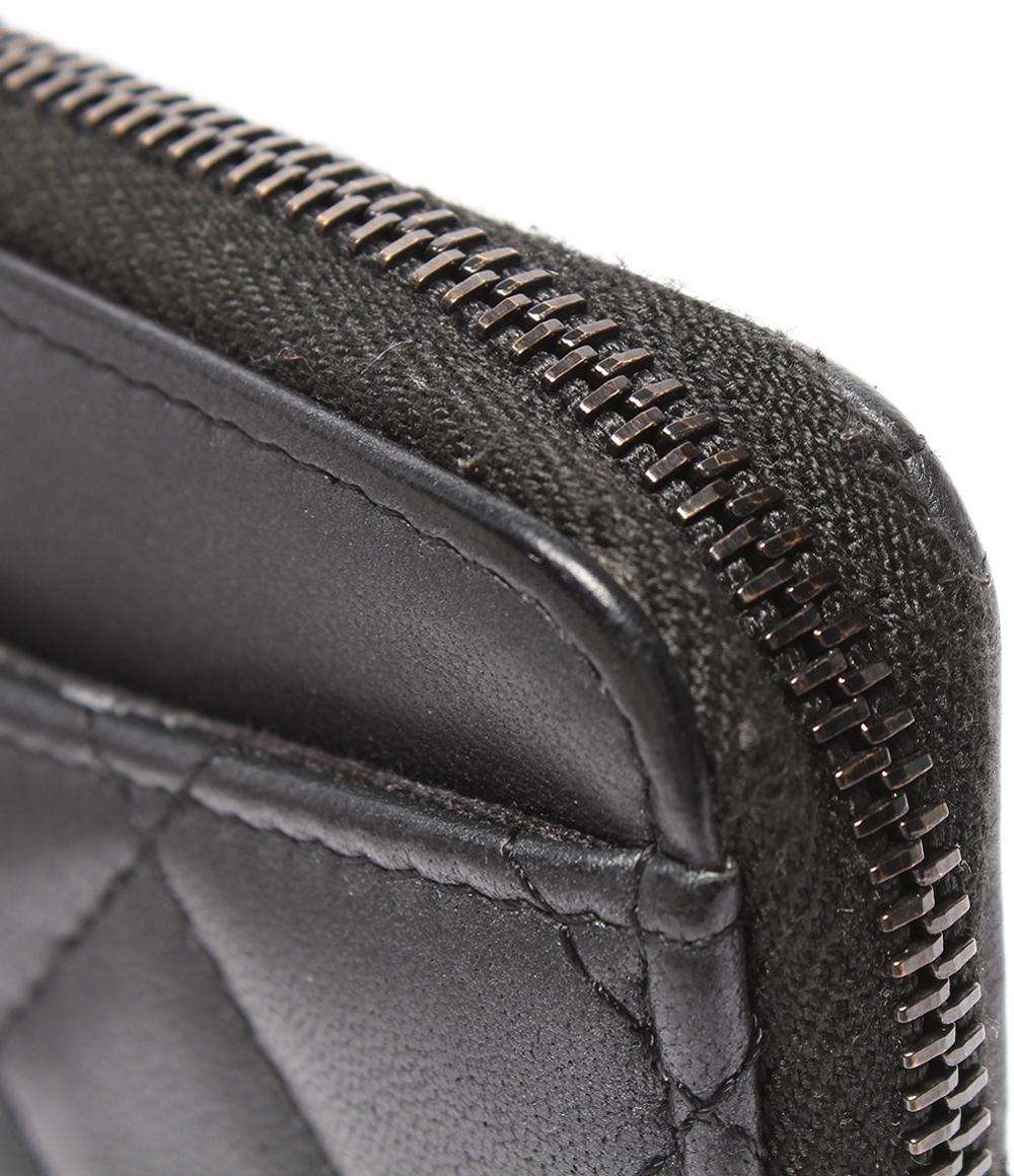 CHANEL カードケース コインケース フラグメントケース ブラック金具 ソーブラック マトラッセ ラムスキン AP3179 レディース シャネル