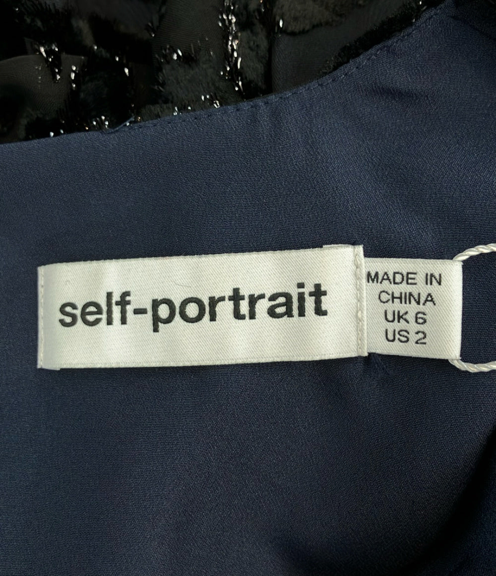 美品 self-portrait 長袖ワンピース レオパード レディース SIZE UK6 (S) セルフ ポートレイト