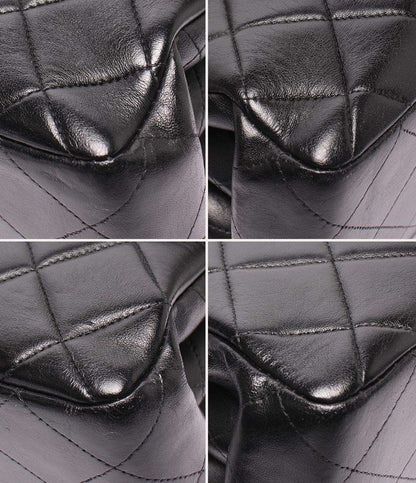 CHANEL チェーンショルダーバッグ 4番台 ダブルチェーン ダブルフェイス ラムスキン ゴールド金具 肩掛け デカマトラッセ レディース シャネル