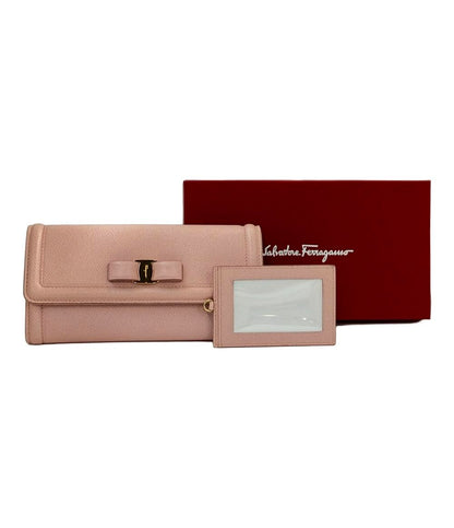 美品 サルヴァトーレフェラガモ 二つ折り長財布 カードケース付き ヴァラ レディース Salvatore Ferragamo