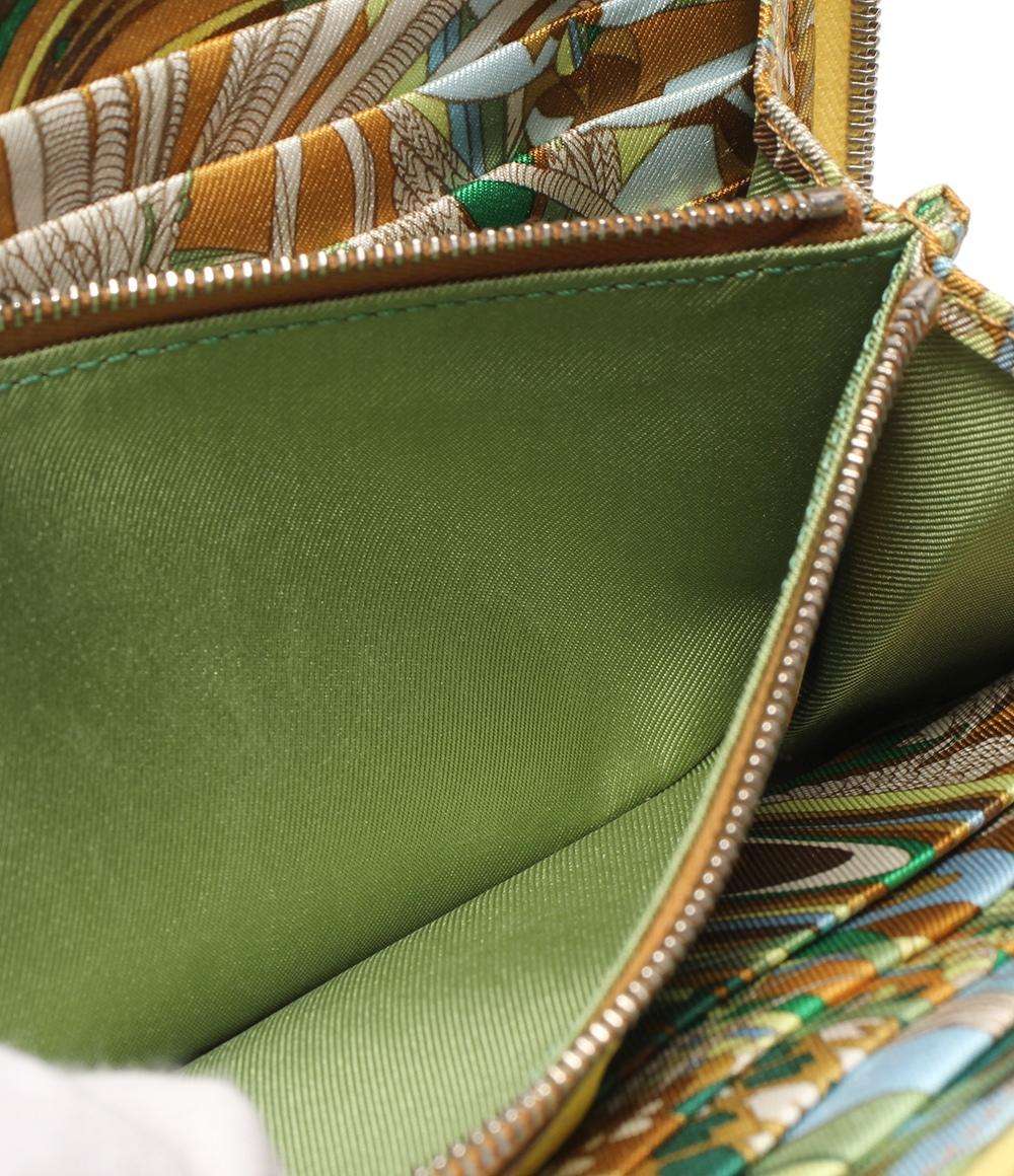 エルメス ラウンドファスナー長財布 Y刻印 シルバー金具 シルクイン アザップロング レディース HERMES