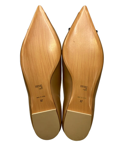 美品 HENRI EN VARGO パンプス リボンストリングスフラットシューズ レディース SIZE 37 ヘンリエンヴァーゴ