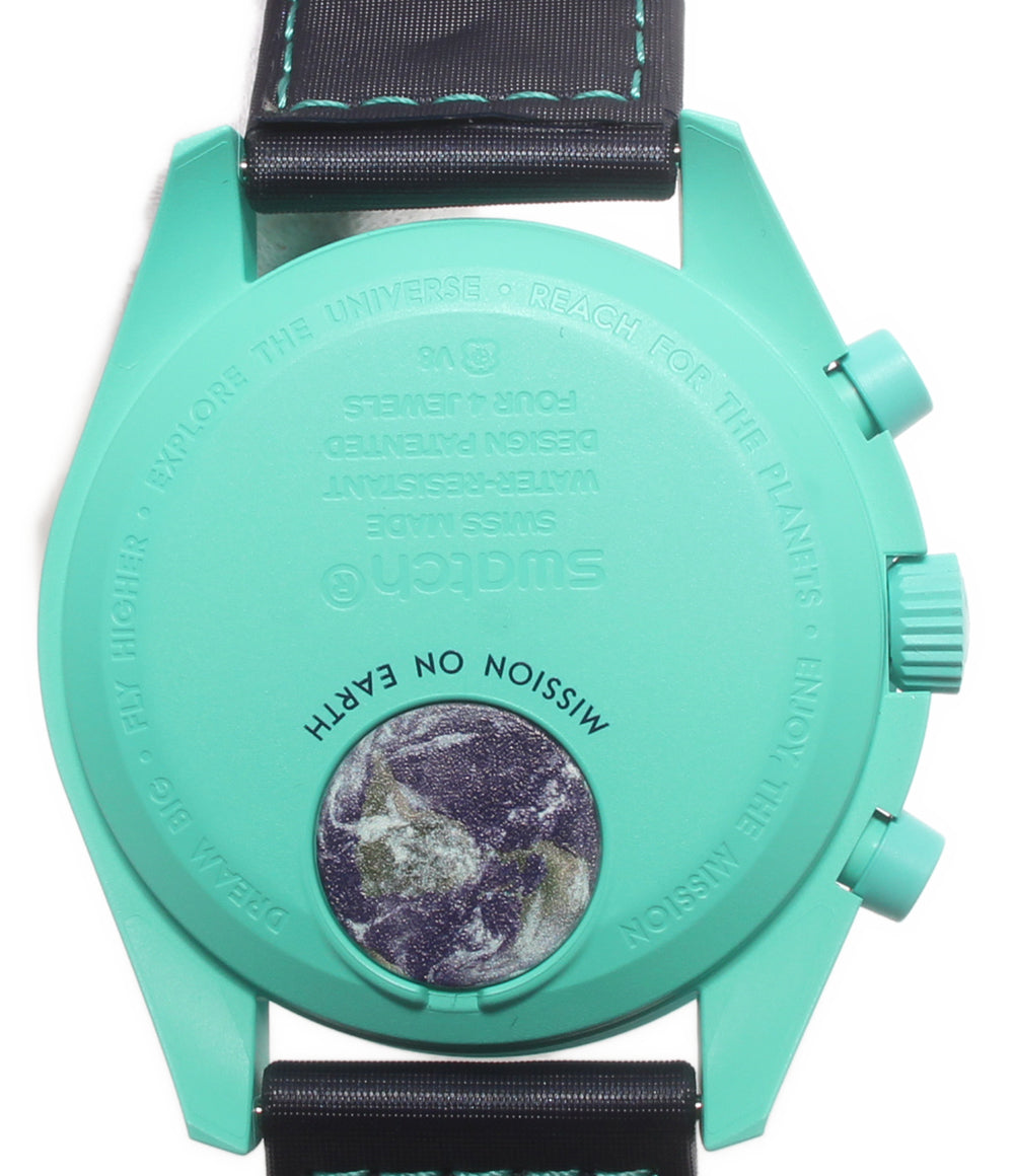 美品 OMEGA Swatch 腕時計 MISSION OF EARTH POLAR LIGHTS ムーンスウォッチ クオーツ レディース メンズ オメガ スウォッチ