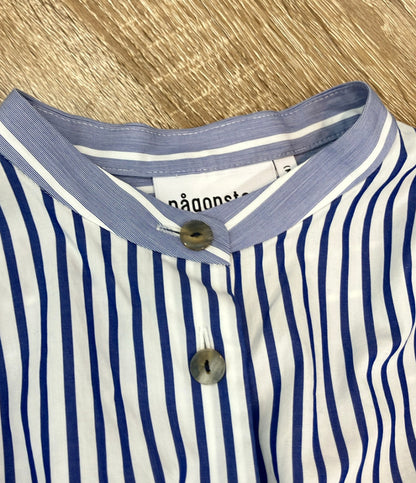nagonstans 長袖シャツ スタンドカラー オーバーサイズ ストライプ柄 470GS830-0290 レディース SIZE M ナゴンスタンス