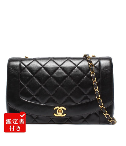CHANEL チェーンショルダーバッグ ダイアナフラップ ラムスキン ゴールド金具 3番台 肩掛け 斜め掛け ダイアナ25 マトラッセ レディース シャネル
