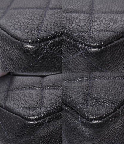 CHANEL チェーンショルダーバッグ マトラッセ キャビアスキン ゴールド金具 ダブルチェーン 6番台 肩掛け レディース シャネル